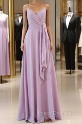 Straps Lilac A-Line Long Bridesmaid Dress