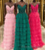 Straps Pink Lace Corset Layered Tulle Formal Prom Dress