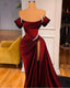 STUNNING OFF-THE-SHOULDER MERMAID PROM DRESS RUFFLES WITH HIGH SPLIT