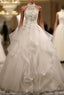 Stylish Halter Floor-Length Organza Wedding Dress With Appliques Beading