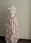 Sweet Pale Pink A-Line 3D Floral Satin And Tulle Long Prom Dress Evening Dress Wedding Dress