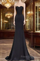 Sweetheart Black Mermaid Formal Dress Strapless Long Formal Prom Dress