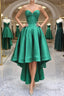 Sweetheart Neck Green High Low Formal Prom Dresses, Green High Low Graduation Homecoming Dresses