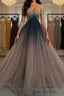 Sweetheart Neck Open Back Ombre Long Formal Prom Dresses, Ombre Formal Evening Dresses