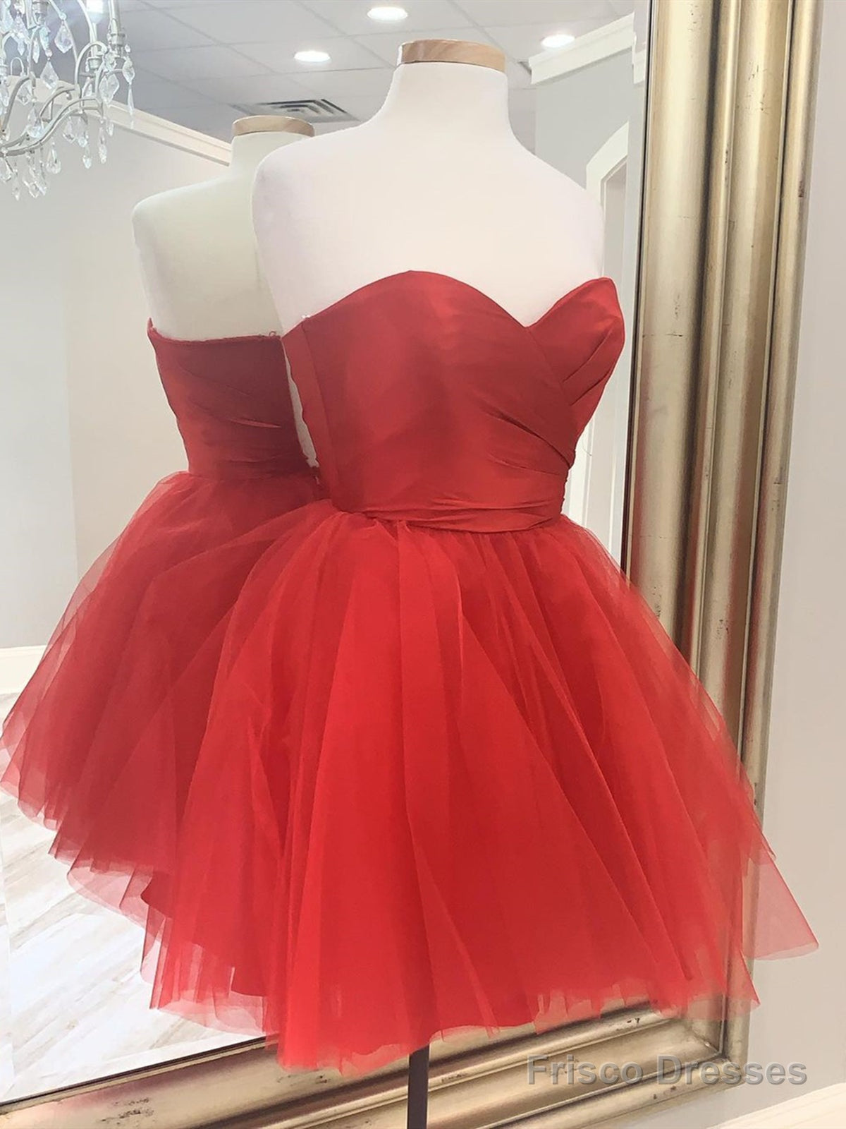 Sweetheart Neck Short Red Prom Dresses, Short Red Formal Graduation Dr