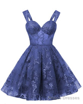 Teens Sparkly Tulle Navy Blue Homecoming Dresses Spaghetti Straps Short Cocktail Party Prom Dress