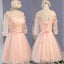 Three-Quarter Illusion Sleeve Clairvoyant Outfit Lace Up Back For Teen Organza Appliques Homecoming Dress
