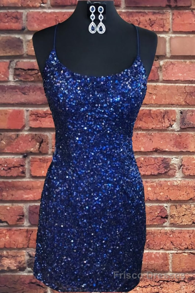 Tight Navy Blue Sequin Short Homecoming Dresses Sparkly Party Dress –  Frisco Dresses