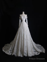Timeless A Line Off The Shoulder White Lace Long Sleeves Wedding Dresses Bridal Dress