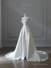 Timeless A Line Strapless Satin Ivory Long Wedding Dress Bridal Dresses