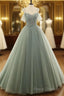 Tulle Ball Gown Long Formal Prom Dress With Beading,Formal Dress,Charming Dance Dress