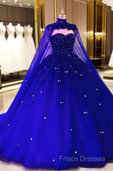 Tulle Ball Gown Quinceanera Dress With Cape Formal Prom Dress
