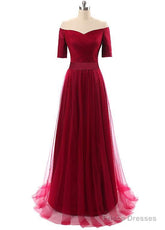 Tulle Off-The-Shoulder Evening Dresses With Pleats