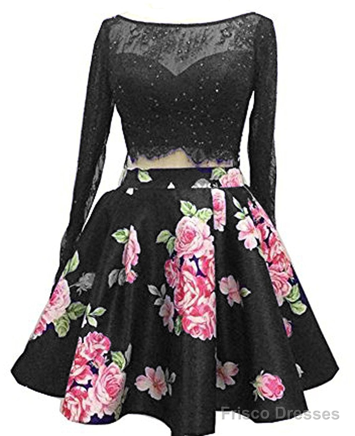 Two Piece Floral Cocktail Party Dress – Frisco Dresses