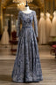 Unique A-Line/Princess Scoop Long Sleeves Applique With Beading Floor-Length Wedding Dress
