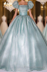 Unique green tulle long Formal Prom gown, green tulle sweet 16 Dresses