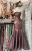 Unique Mermaid Strapless Glitter Satin Ball Dress Beautiful Birthday Evening Dress