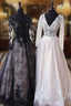 Unique V Neck Lace Tulle Long Formal Prom Dress Lace Formal Dress