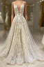 Unique V Neck Tulle Lace Long Formal Prom Dress Lace Tulle Formal Dress