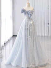 Vintage A Line Strapless Light Sky Blue Tulle Long Prom Dresses Party Evening Dress