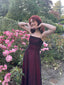 Vintage A Line Straps Burgundy Long Prom Dress