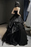 Vintage A Line Strapless Sleeveless Long Black Prom Dress