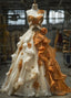 Vintage A-Line Sweetheart Chiffon Beaded Long Prom Dress Strapless Applique Wedding Dress Evening Dress