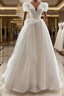Vintage Ball Gown V Neckline Chiffon White Long Wedding Dress Brides Dress