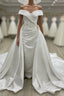 Vintage Mermaid Off Shoulder Wedding Dress Satin Embroidery