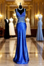 Vintage Mermaid Sweetheart Neckline Royal Blue Satin Backless Formal Prom Gown Fairy Formal Prom Dress