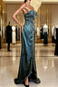 Vintage Mermaid Sweetheart Sleeveless Long Blue Slit Formal Prom Gown Fairy Formal Prom Dress