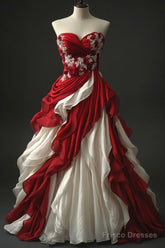 Vintage Patchwork Color A-Line Sweetheart Neck Chiffon Lace Long Prom Dress Evening Dress