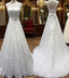 Vintage Simple Long A-Line Country Elegant Bridal Lace Up Back Bow Sash Full Lace Wedding Dress,