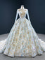 We Provide Colorful Sequins Ball Gown Long Sleeve Pleats Wedding Dress