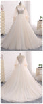 Wedding Dress, Appliqued Floral Long Sleeve Lace Bridal Gowns Prom Dress
