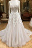 Wh V Neck Tulle Long Formal Prom Dress, Lace Formal Dress, White Lace Wedding Dress