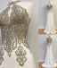 White High Neck Lace Applique Long Formal Prom Dress, Evening Dress