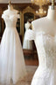 White Lace Off Shoulder Long Formal Prom Dress White Lace Evening Dress