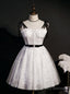 White Lace Straps Homecoming Dress