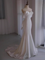 White Mermaid Bow Satin Strapless Wedding Dress