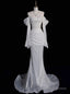 White Mermaid Sequins Long Sleeve Wedding Dress