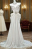 White Satin A-Line Sweetheart Beaded Long Formal Prom Dress, Elegant Adult Ceremony Graduation Formal Prom Dress