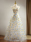 White Sequins Flower Sweetheart Prom Dress