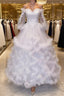 White sweetheart neck tulle long Formal Prom gown, white evening Dresses