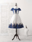 White Tulle Lace Applique Short Prom Dress, Tulle Homecoming Dress