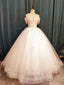 White Tulle Sequins Off the Shoulder Pearls Floor Length Wedding Dress
