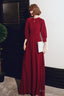 Wine Red Chiffon Long Sleeves Formal Dress, Wine Red Long Prom Dress