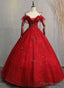 Wine Red Off Shoulder Ball Gown Sweetheart Prom Dress, Wine Red Sweet 16 Dress