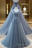 WomenS Tulle Formal Dress Appliques Long Formal Prom Dress H3818