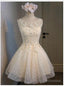 Yellow Lace Appliques Homecoming Dress